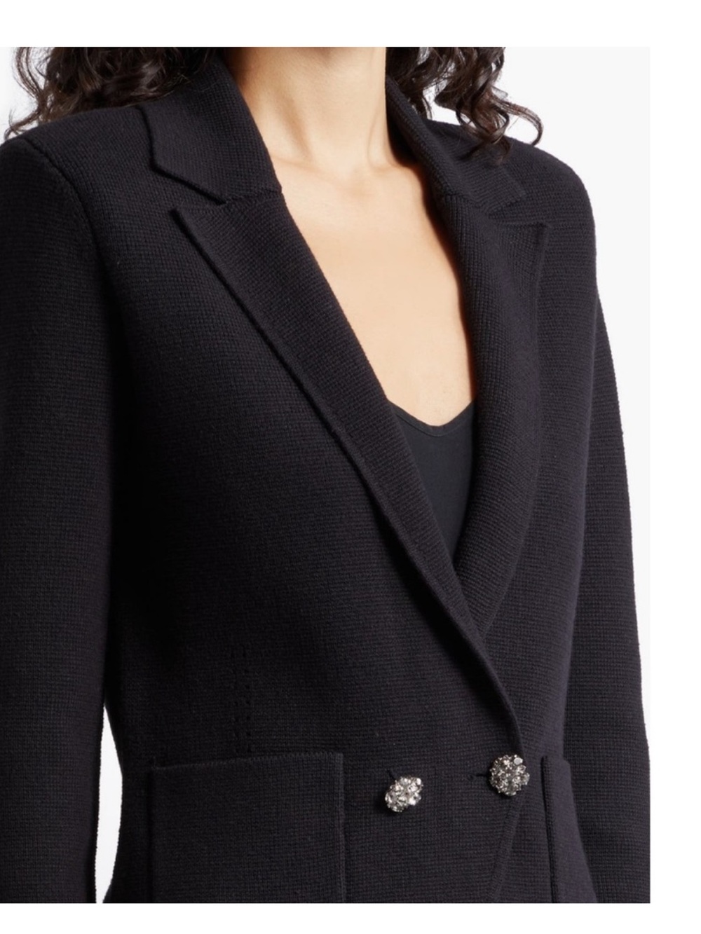 L'Agence Sofia Black Knit Blazer with Crystal Buttons NWT - Picture 8 of 13